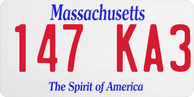 MA license plate 147KA3