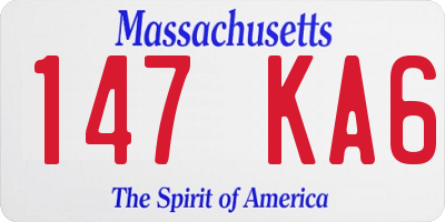 MA license plate 147KA6