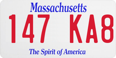 MA license plate 147KA8