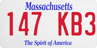 MA license plate 147KB3