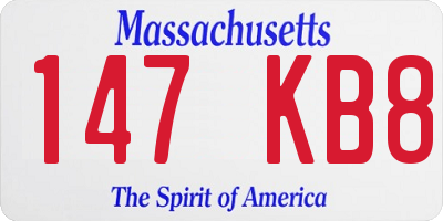 MA license plate 147KB8