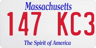 MA license plate 147KC3