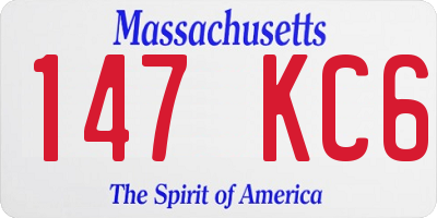 MA license plate 147KC6