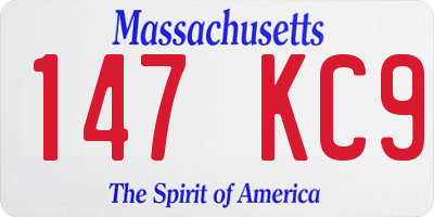 MA license plate 147KC9