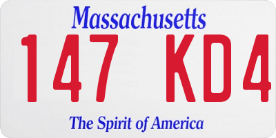 MA license plate 147KD4