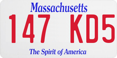 MA license plate 147KD5
