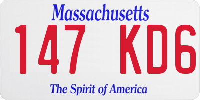 MA license plate 147KD6
