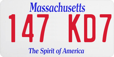 MA license plate 147KD7