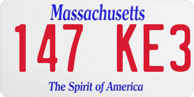MA license plate 147KE3