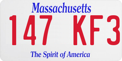 MA license plate 147KF3