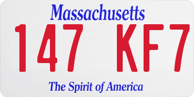 MA license plate 147KF7