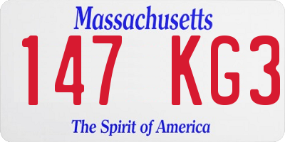 MA license plate 147KG3