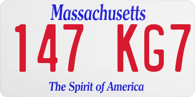 MA license plate 147KG7