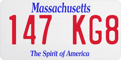 MA license plate 147KG8