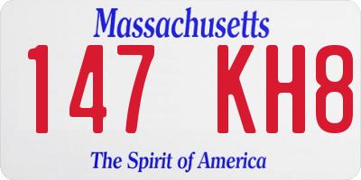 MA license plate 147KH8