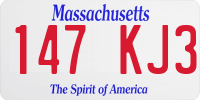 MA license plate 147KJ3