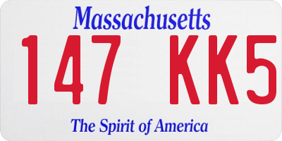 MA license plate 147KK5