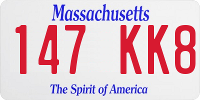 MA license plate 147KK8