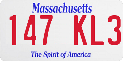 MA license plate 147KL3
