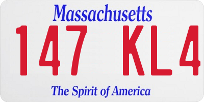 MA license plate 147KL4