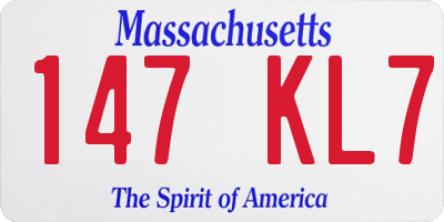 MA license plate 147KL7