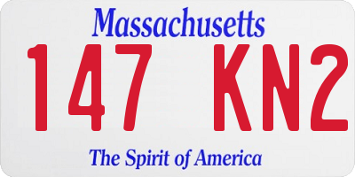 MA license plate 147KN2