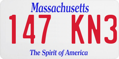 MA license plate 147KN3