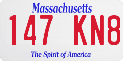 MA license plate 147KN8