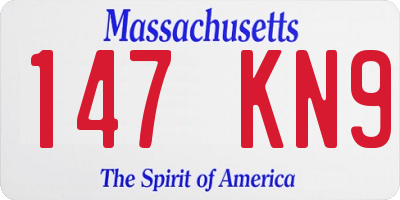 MA license plate 147KN9