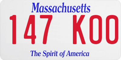 MA license plate 147KO0