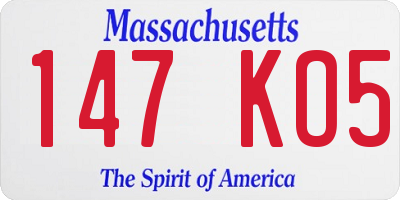 MA license plate 147KO5