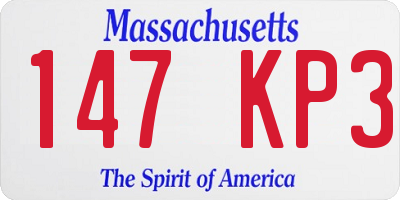 MA license plate 147KP3