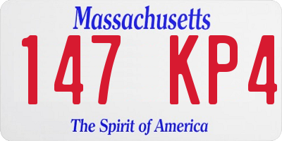 MA license plate 147KP4