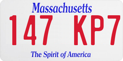 MA license plate 147KP7