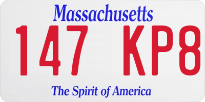 MA license plate 147KP8