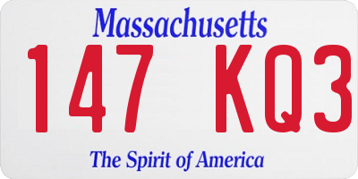 MA license plate 147KQ3