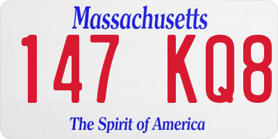 MA license plate 147KQ8