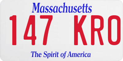 MA license plate 147KR0