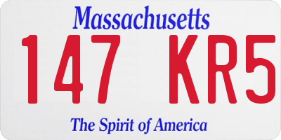 MA license plate 147KR5