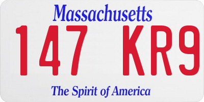 MA license plate 147KR9