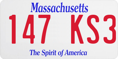 MA license plate 147KS3