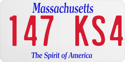 MA license plate 147KS4