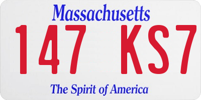 MA license plate 147KS7