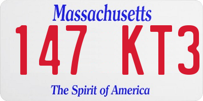 MA license plate 147KT3