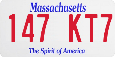MA license plate 147KT7
