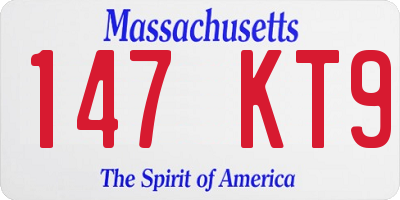 MA license plate 147KT9