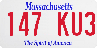 MA license plate 147KU3