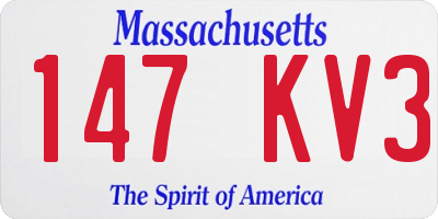 MA license plate 147KV3