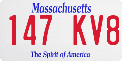MA license plate 147KV8