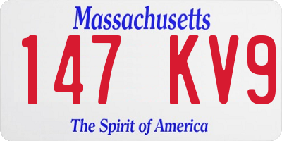 MA license plate 147KV9